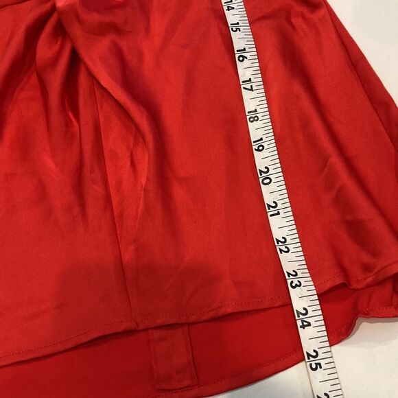 Ann Taylor, red satin twist, front blouse with elbow length sleeves size 0 - Picture 7 of 9